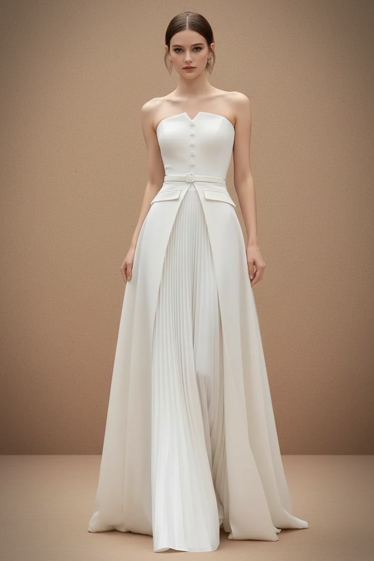 ウエストタックドレープビスチェロングドレス［m128］ – Musele