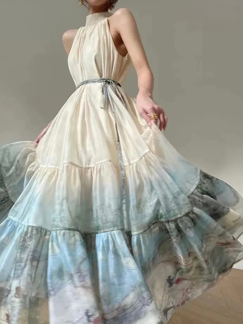 水彩画風ホルターネックワンピース［m175］ – Musele