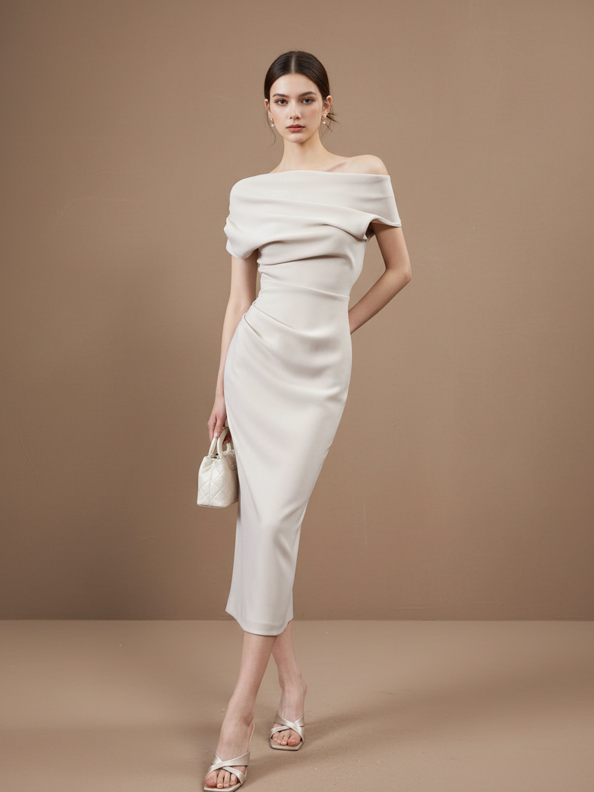 Musele ドレス アシンメトリードレープワンショルダードレス［m170］ – Musele