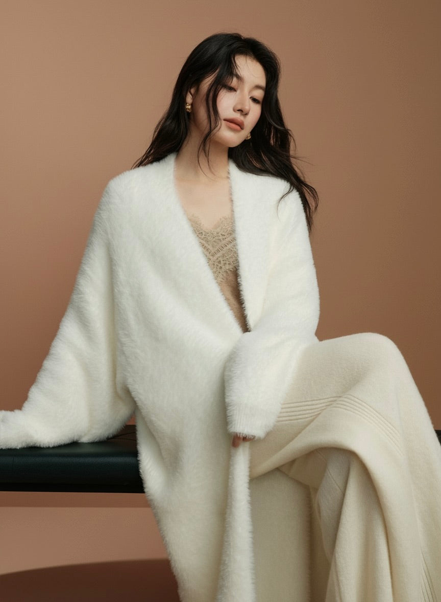 プレミアムシャギーニット・ロングカーディガン[m213]