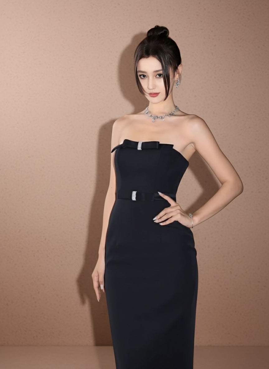 ウエストマークロングタイトドレス［m176］