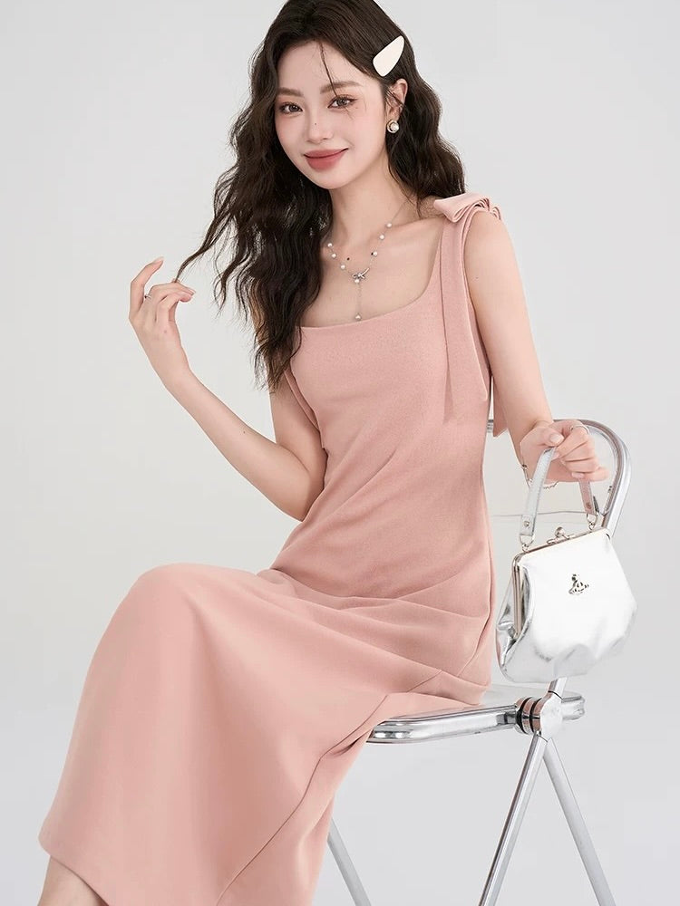 リボンストラップAラインロングドレス［m155］