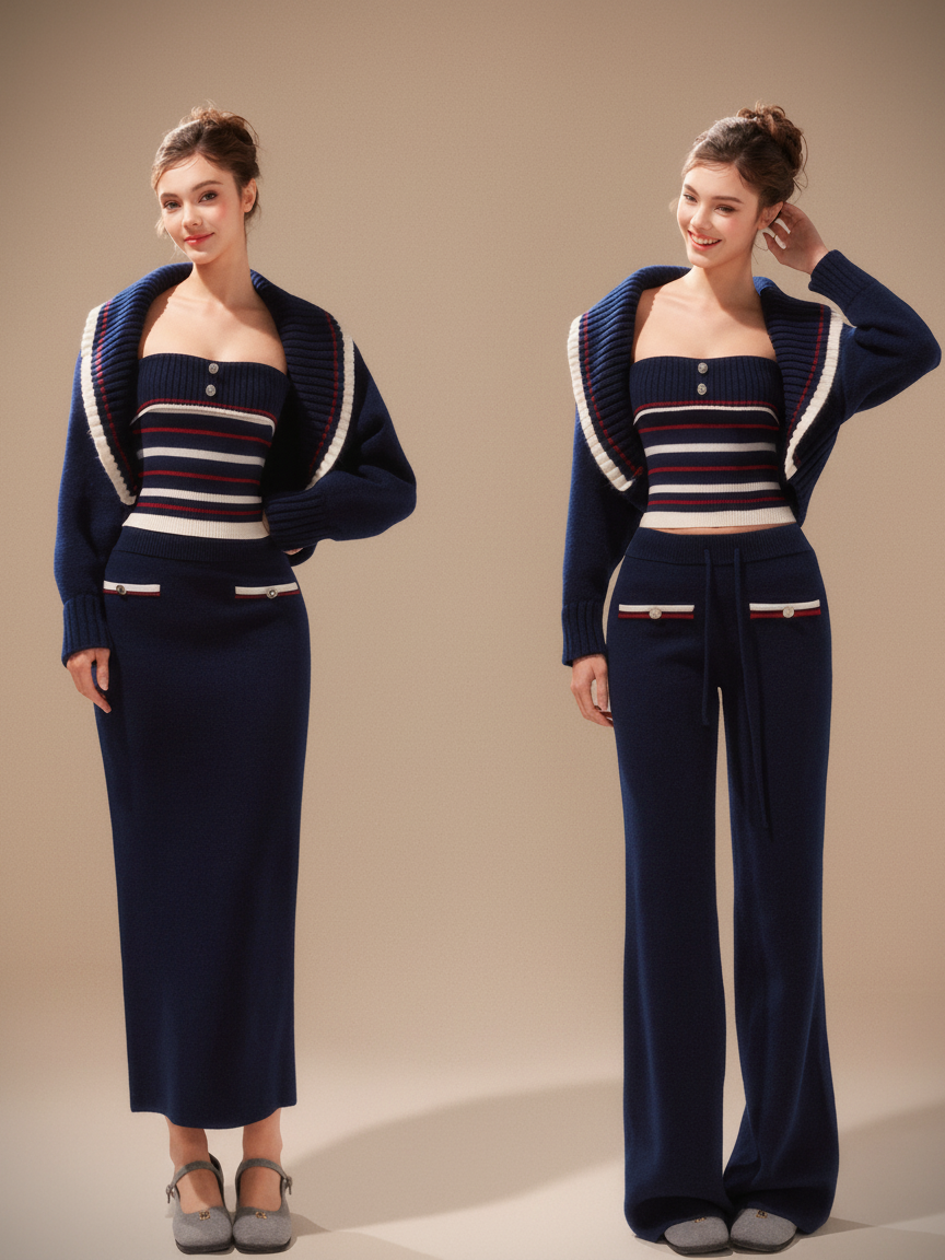 3ピース ニットセットアップ[m218]