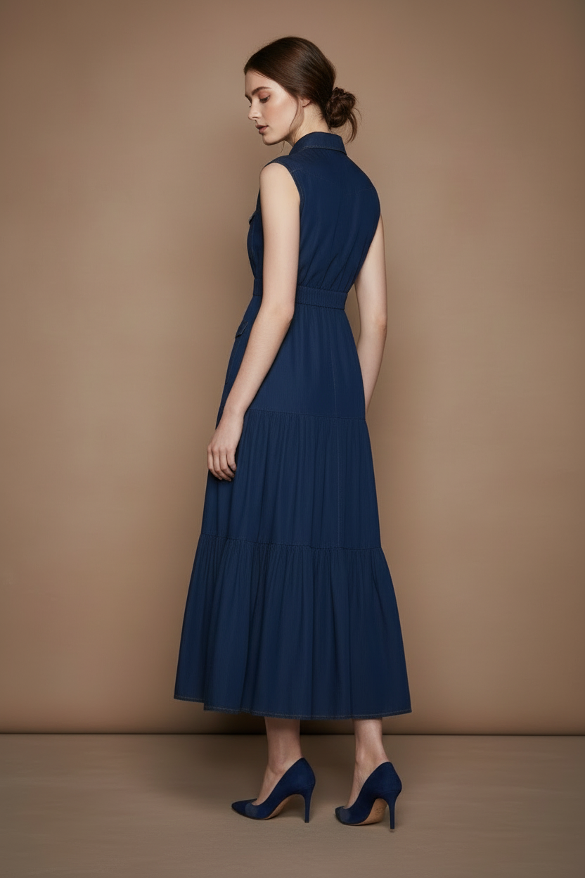 クラシックデニムシャツロングドレス［m137］