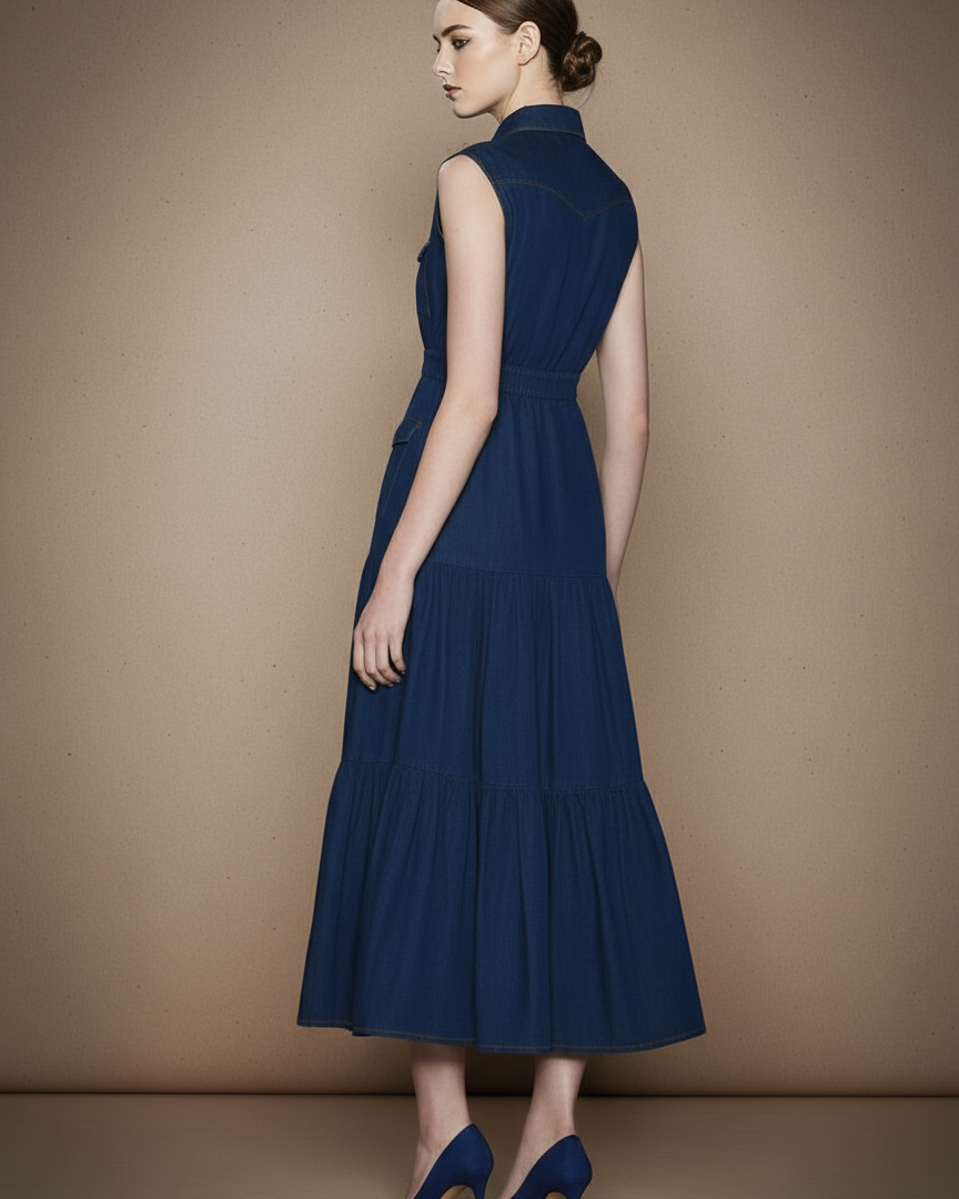 クラシックデニムシャツロングドレス［m137］