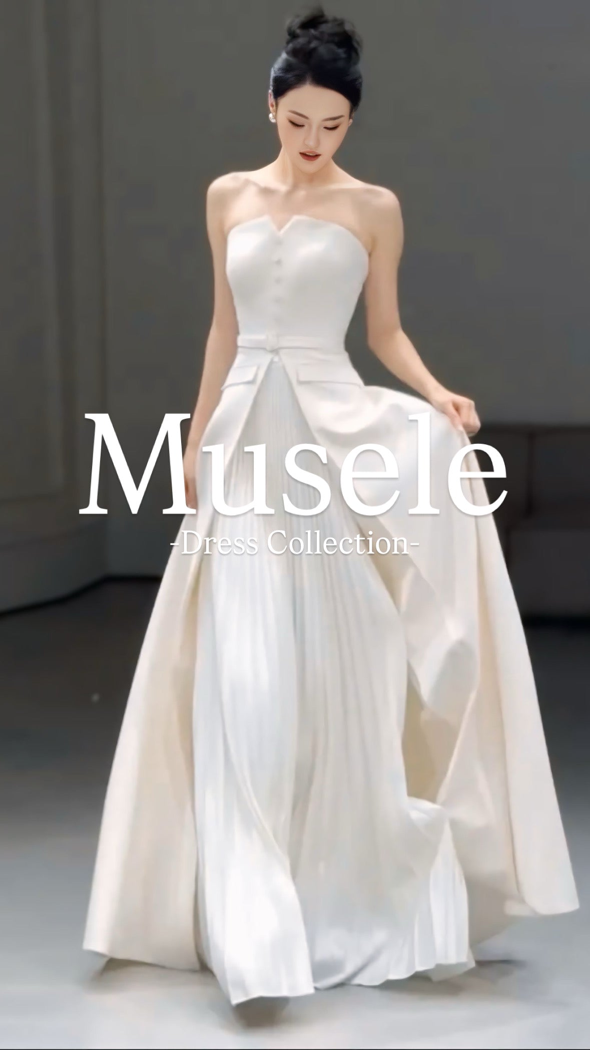 ウエストタックドレープビスチェロングドレス［m128］