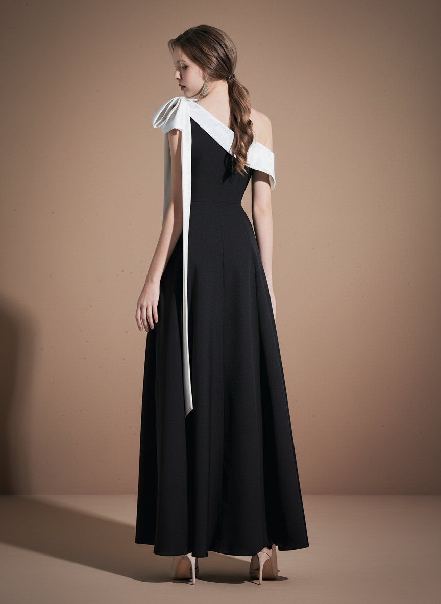 ワンショルダーフレアロングドレス［m105］