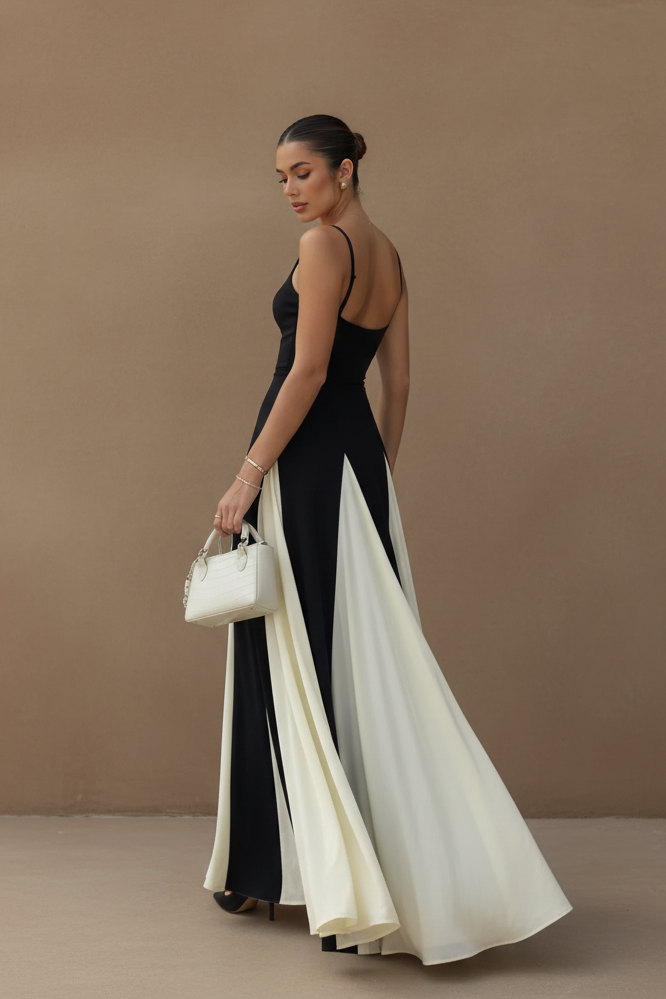 コントラストカラーロングドレス［m140］