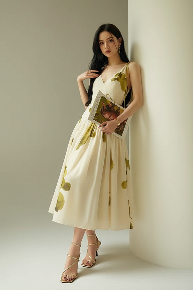 ヴィンテージボタニカル・ロングドレス[m278]