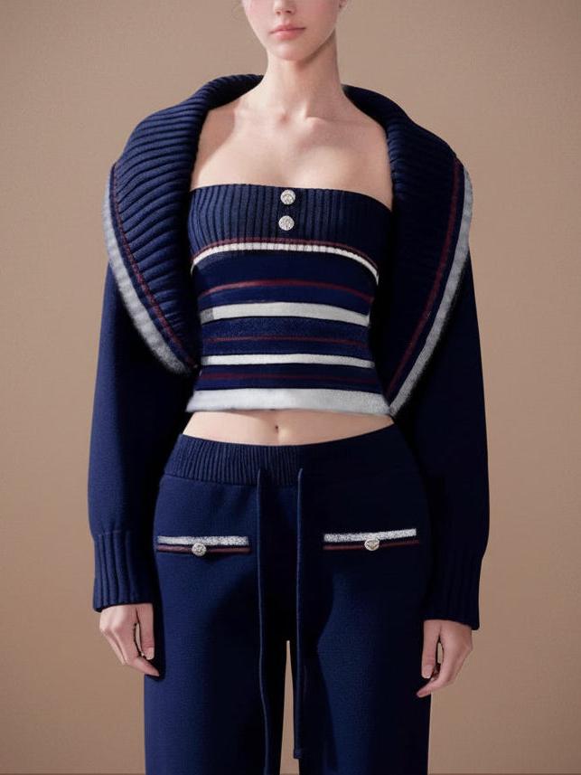 3ピース ニットセットアップ[m218]