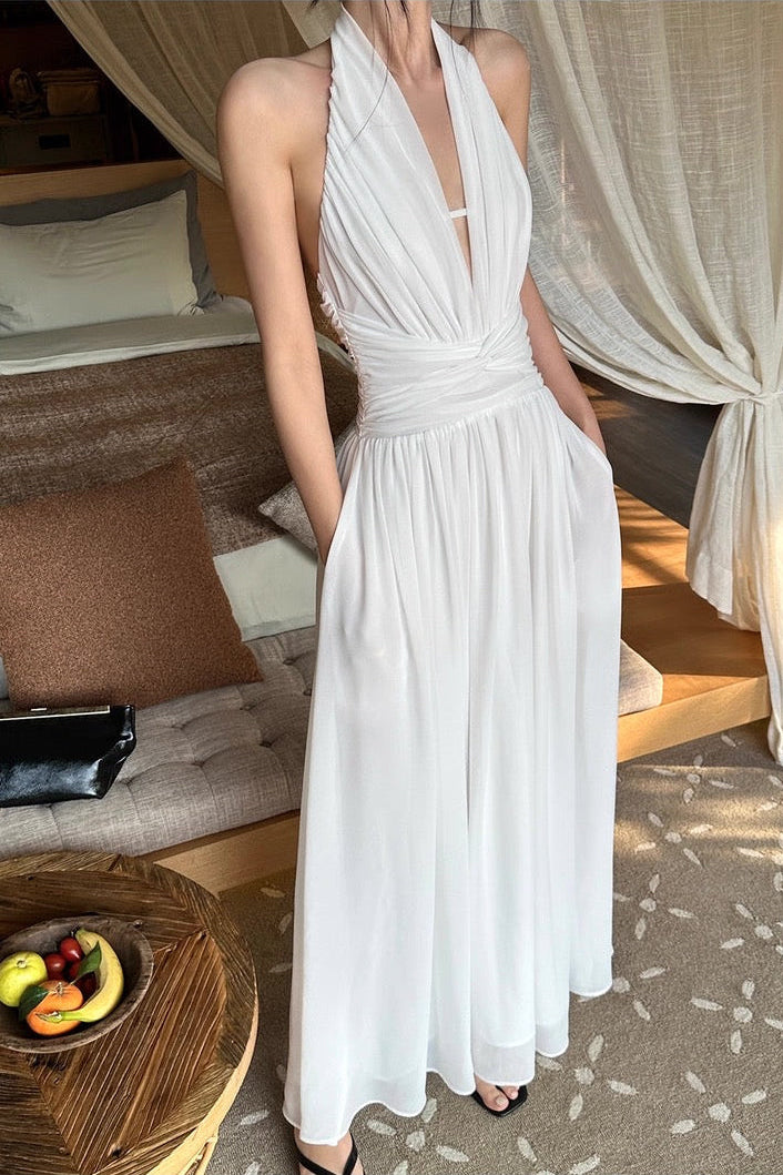 ドレープホルター・フレアロングドレス[m250]