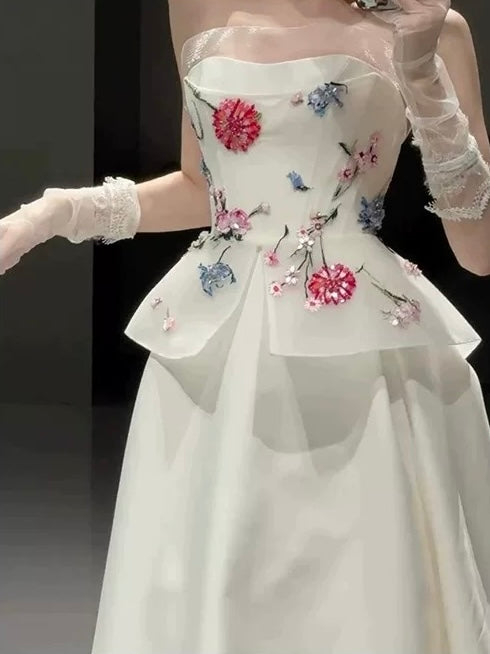 フラワーエンブロイダリー・ビスチェロングドレス[m232]