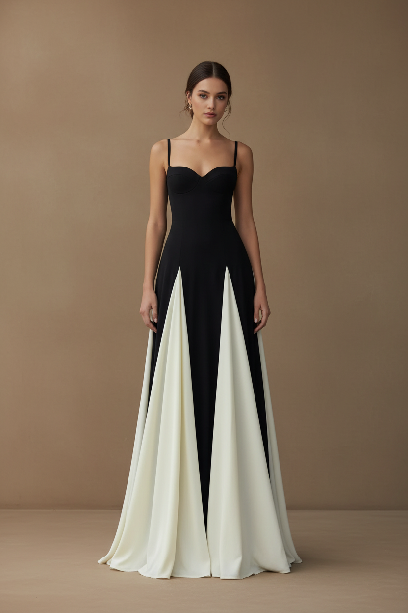 コントラストカラーロングドレス［m140］