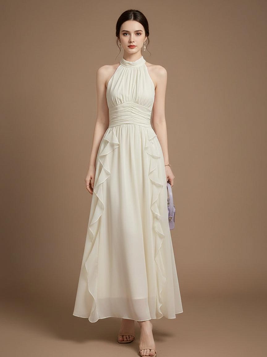 シフォンフローレス ロングドレス［m013］