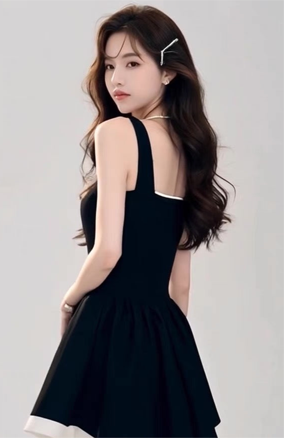 バイカラーフレアミニドレス［m032］