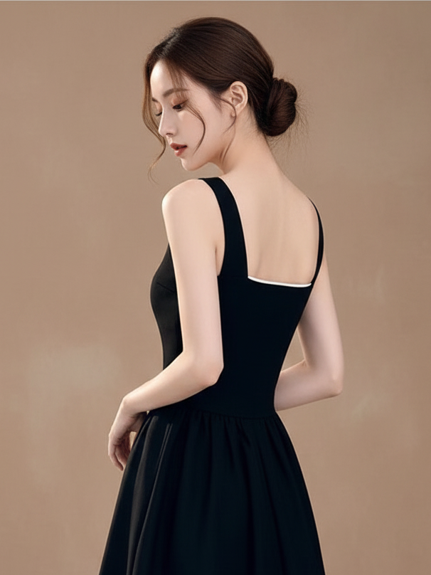 バイカラーフレアミニドレス［m032］