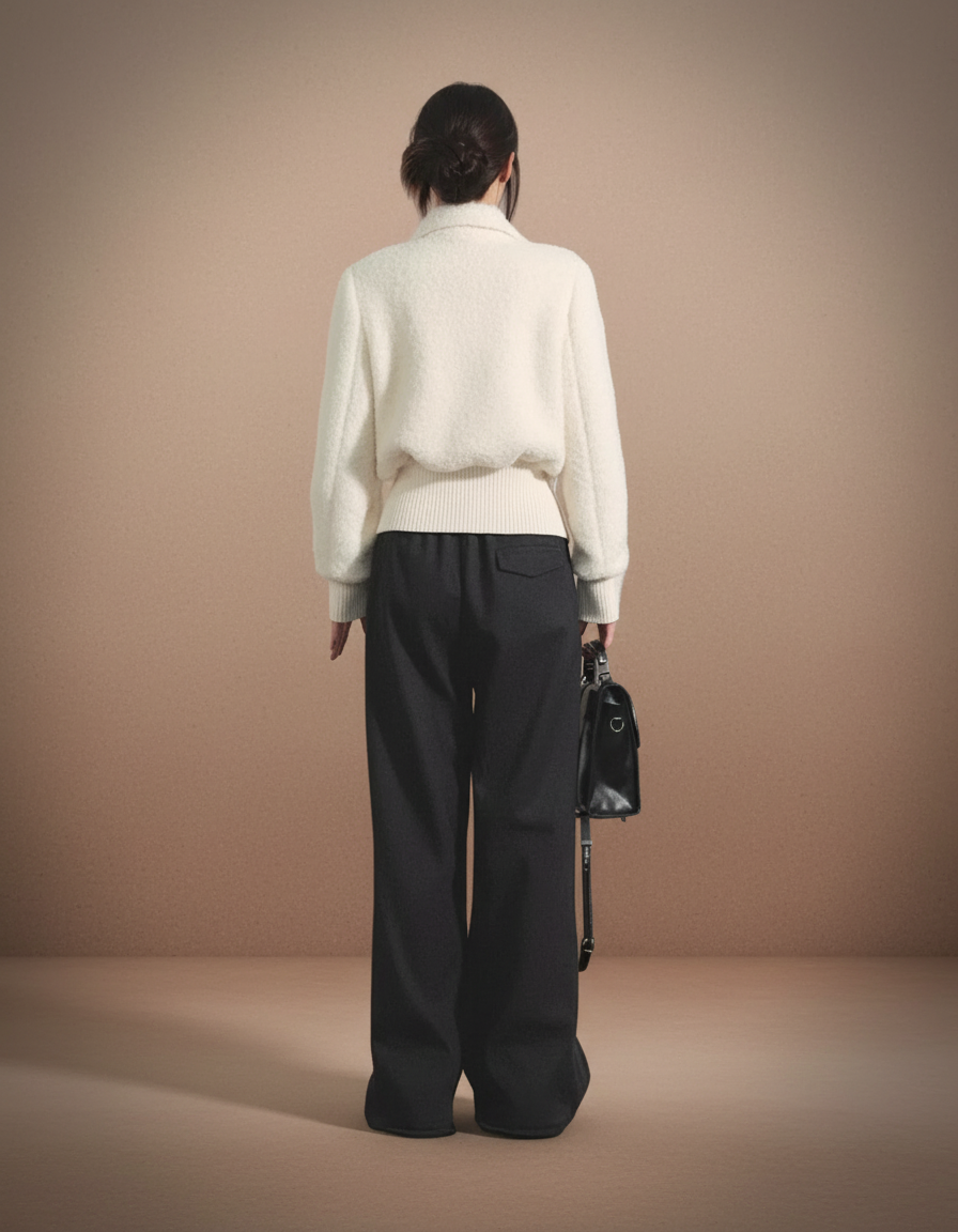 ゴールドボタン・ショートシャギーニットジャケット[m220]