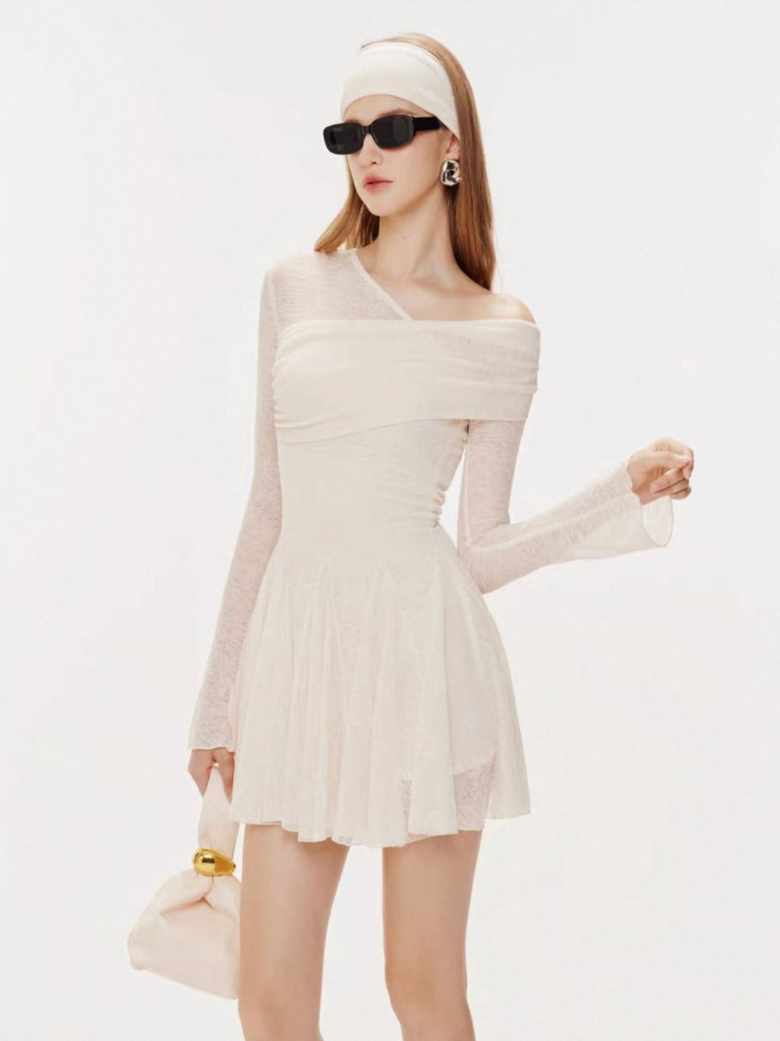 アシンメトリーワンショルダー・レースミニワンピース – Musele アシンメトリーワンショルダー・レースミニワンピース – Musele