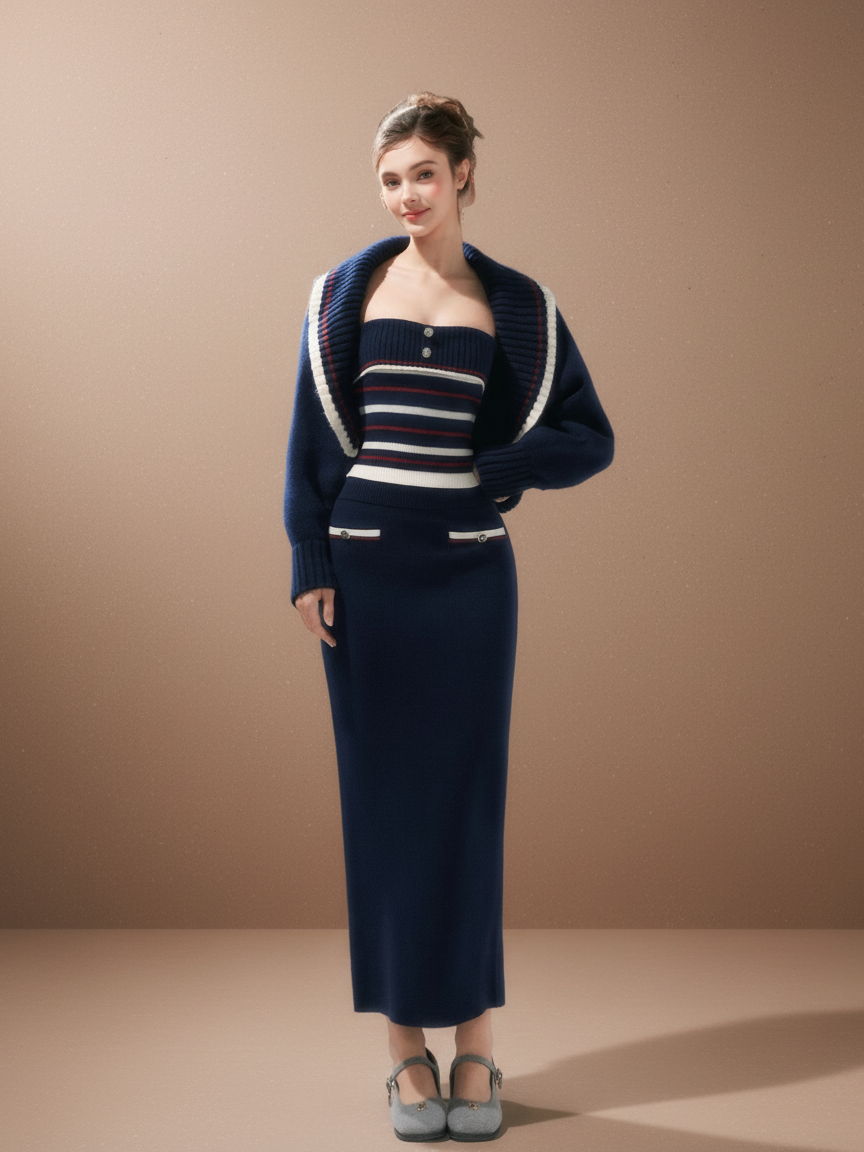 3ピース ニットセットアップ[m218]