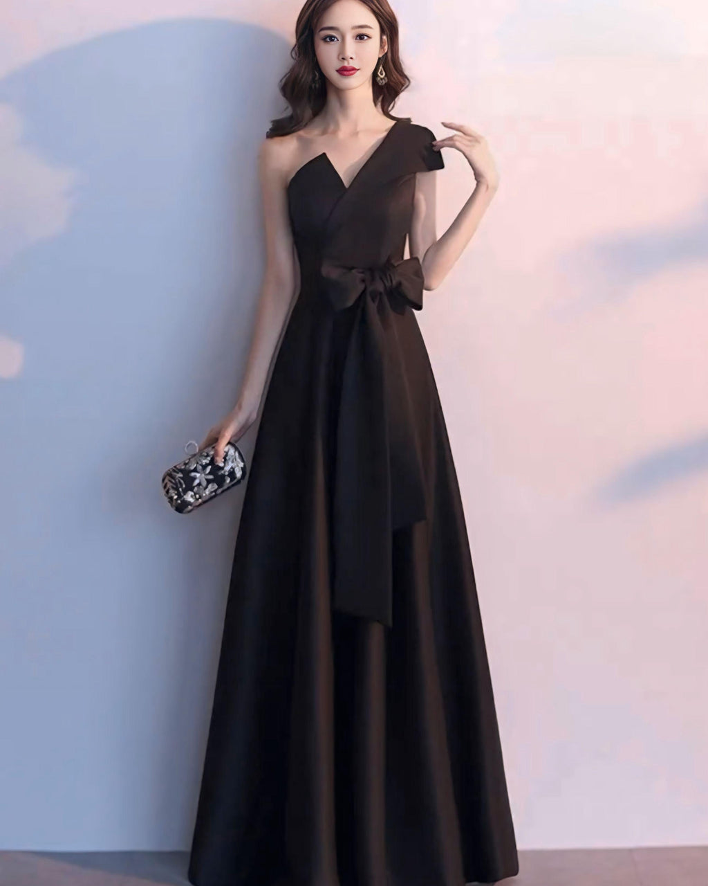 ワンショルダーボウロングドレス［m114］