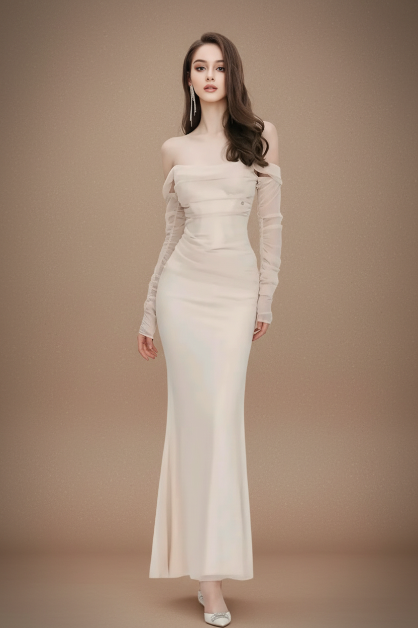 シアースリーブマーメイドドレス［m041］