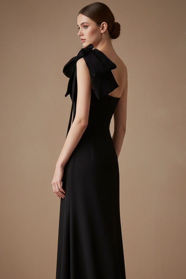 ワンショルダーボウスリットロングドレス［m115］