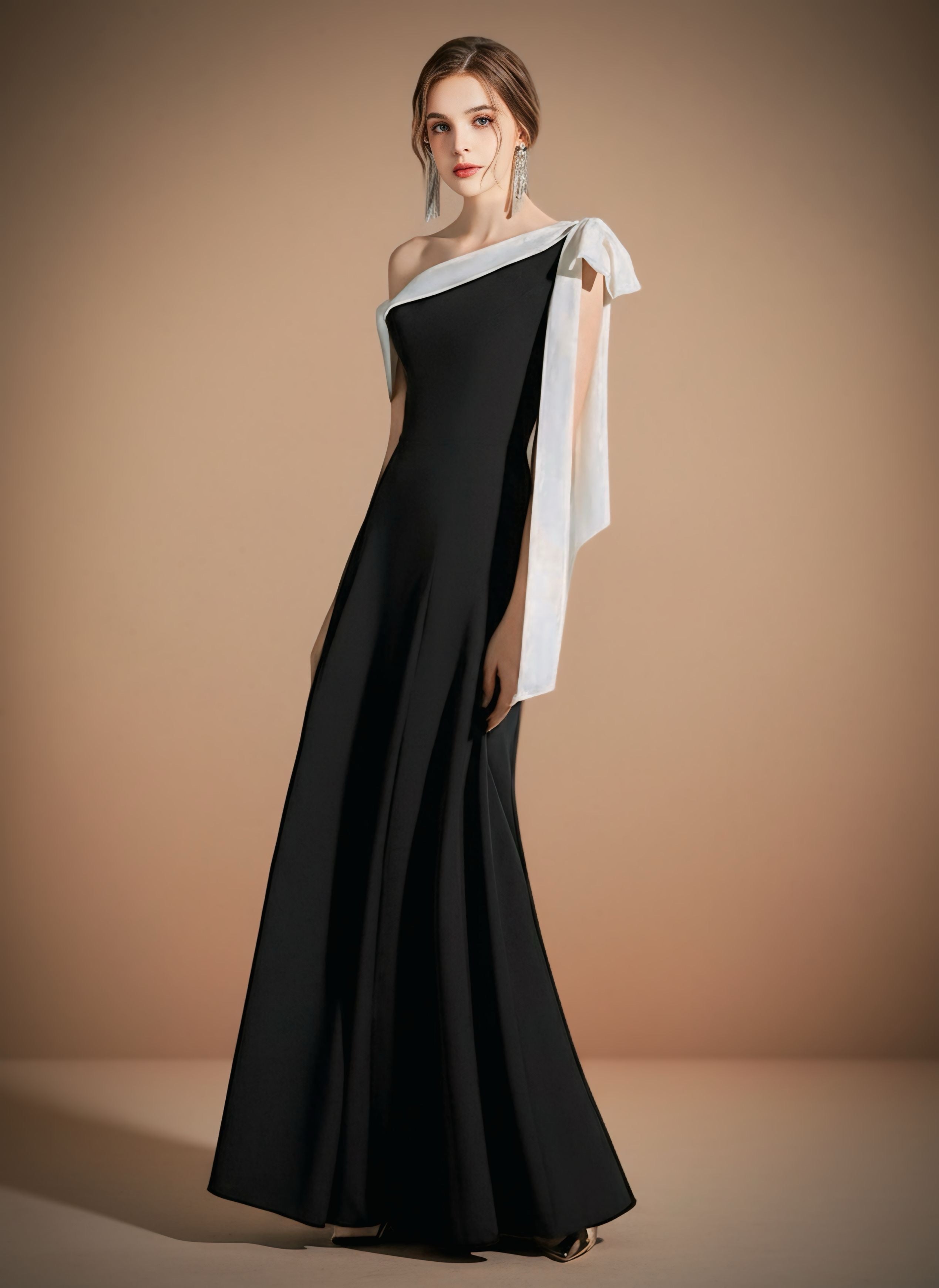 ワンショルダーフレアロングドレス［m105］