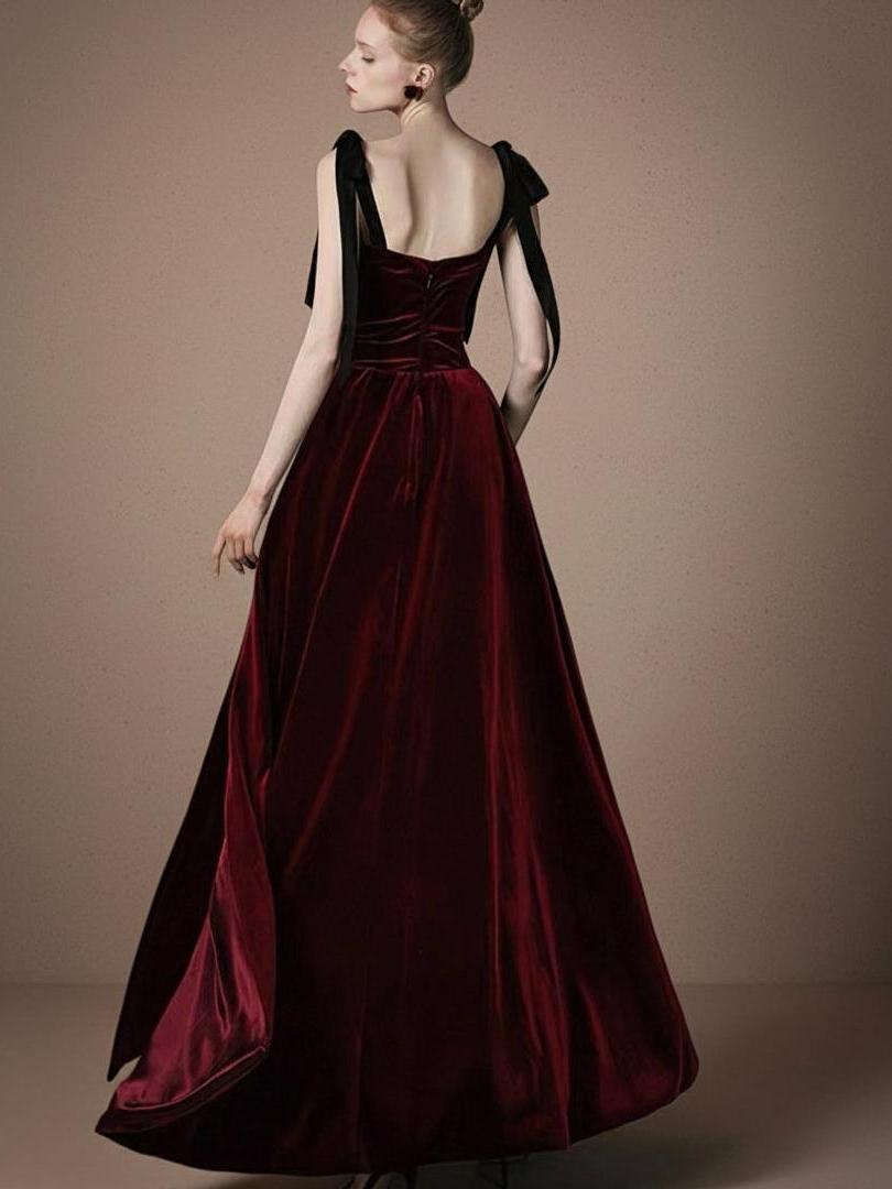 ベルベットリボン・スリットロングドレス［m210］ – Musele