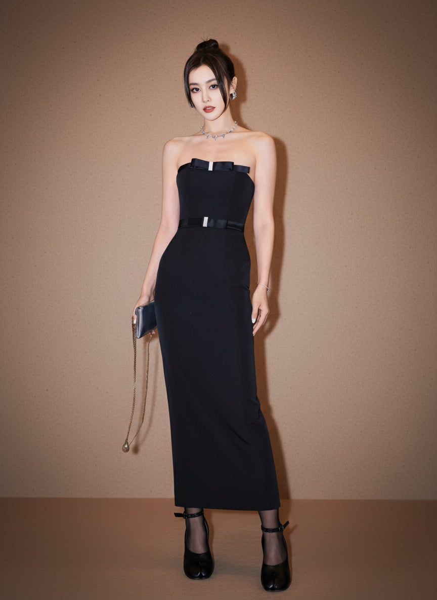 ウエストマークロングタイトドレス［m176］