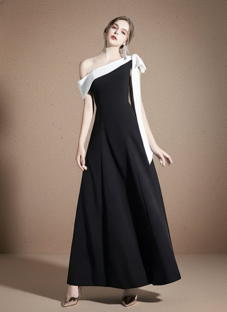 ワンショルダーフレアロングドレス［m105］