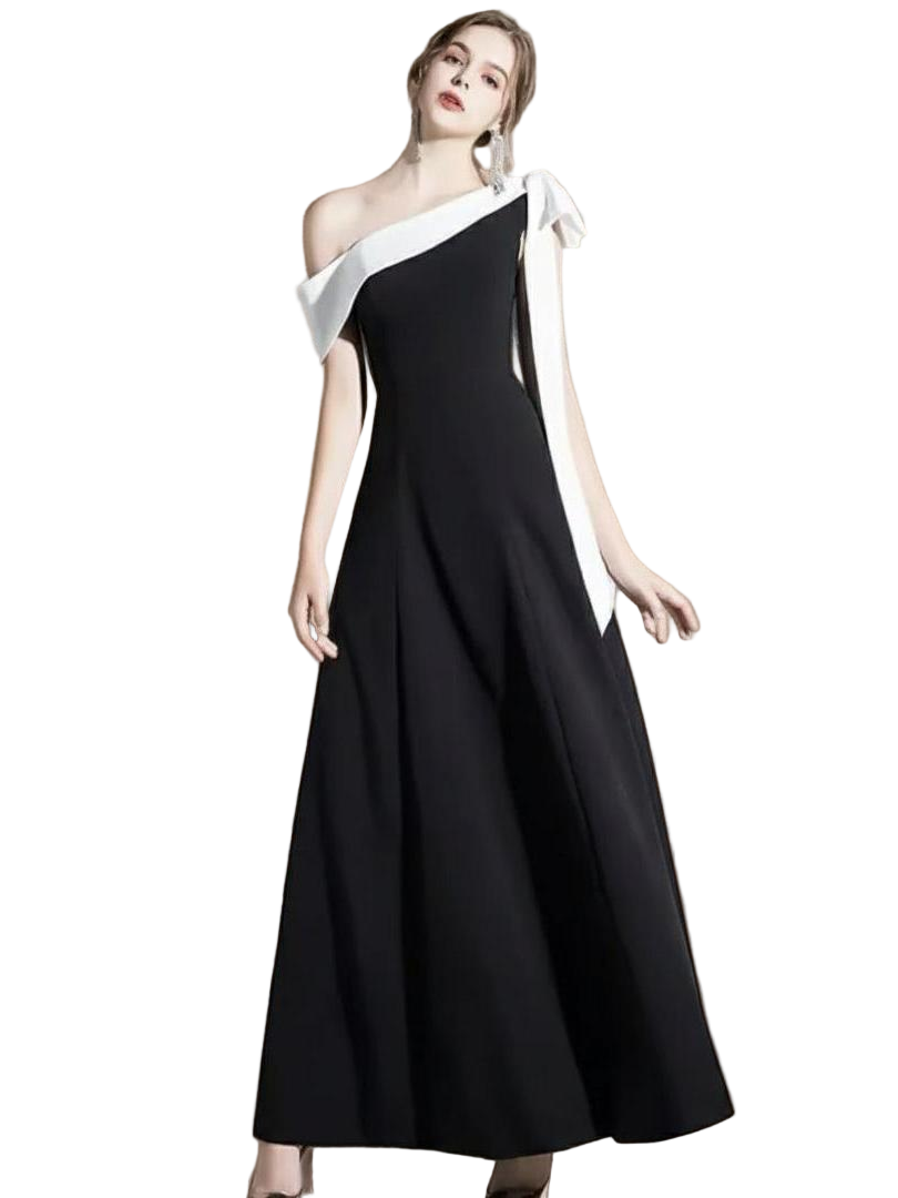 ワンショルダーフレアロングドレス［m105］