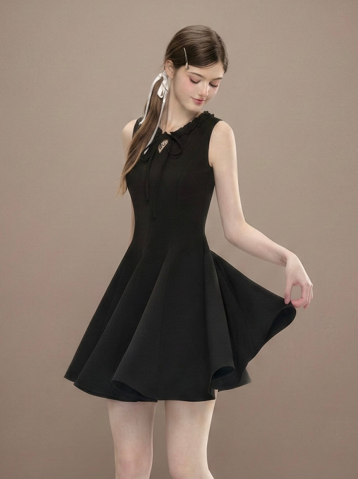 リボンディテール・フレアミニワンピース[m231]