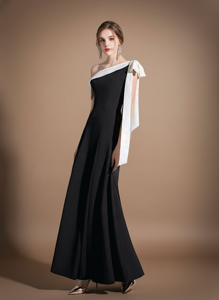 ワンショルダーフレアロングドレス［m105］