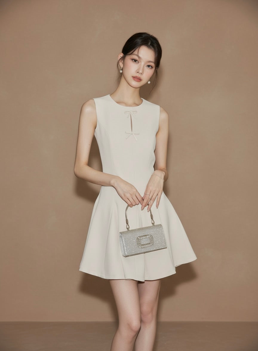 リボンディテール・フレアミニワンピース[m214]