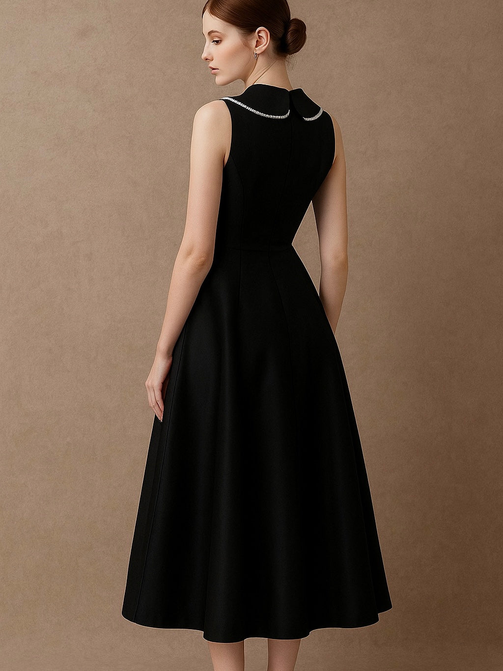 ビジューボタンフレアロングドレス［m122］