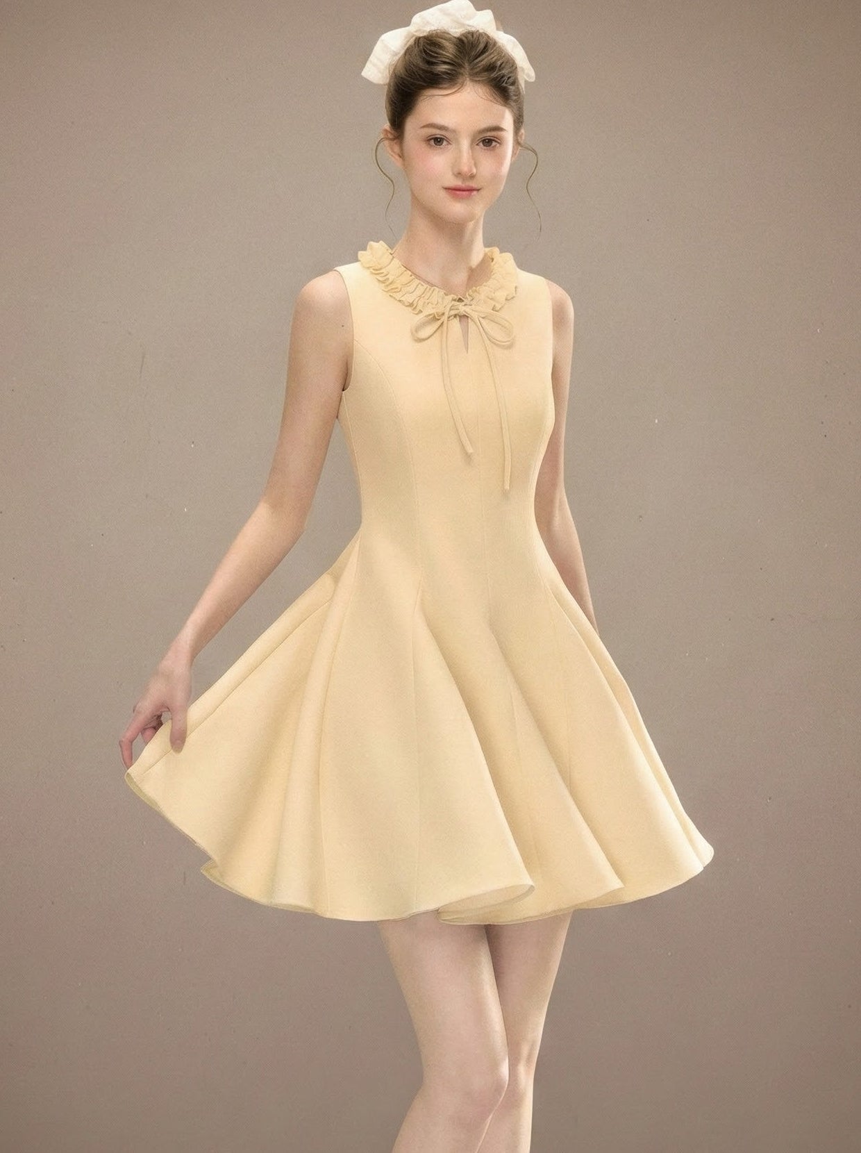 リボンディテール・フレアミニワンピース[m231]