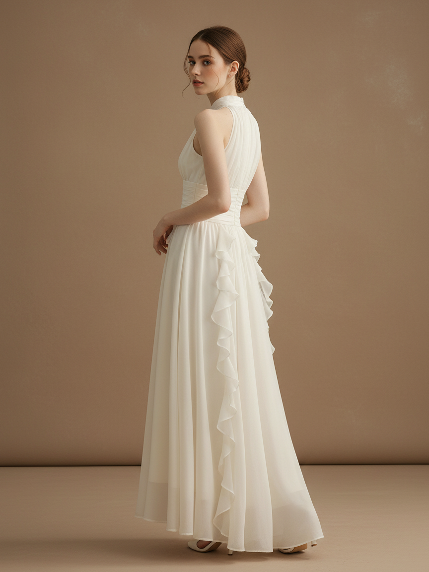 シフォンフローレス ロングドレス［m013］