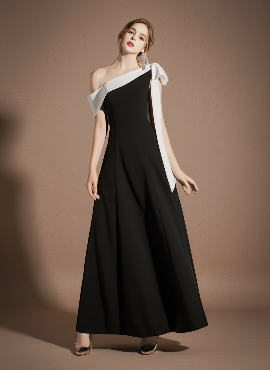 ワンショルダーフレアロングドレス［m105］