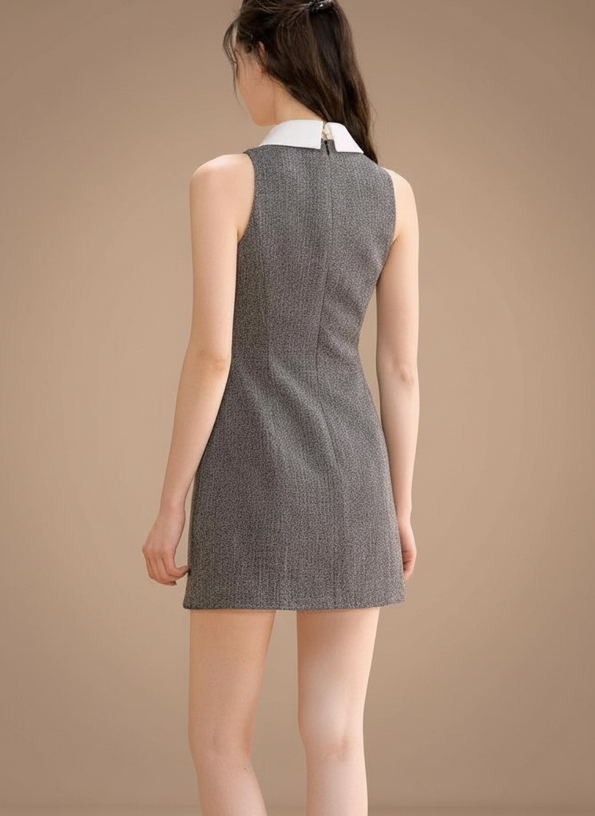 クラシックカラービジューディテールドレス［m159］