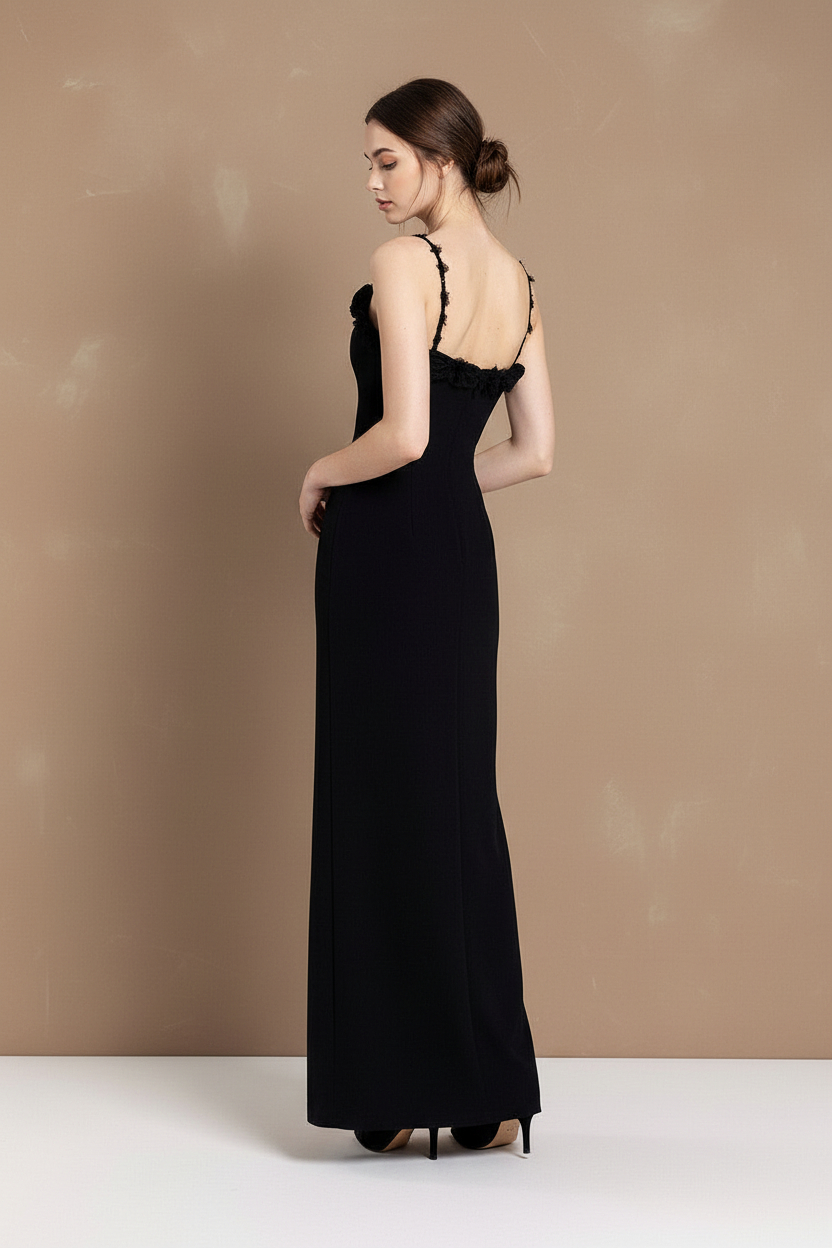 フラワーディテール・スリットロングドレス[m230]