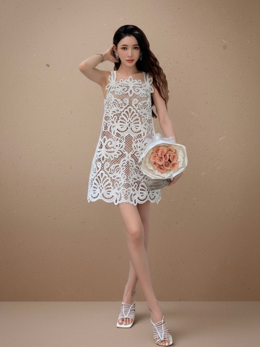クロシェットレースミニドレス［m066］