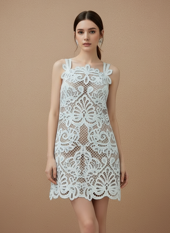 クロシェットレースミニドレス［m066］