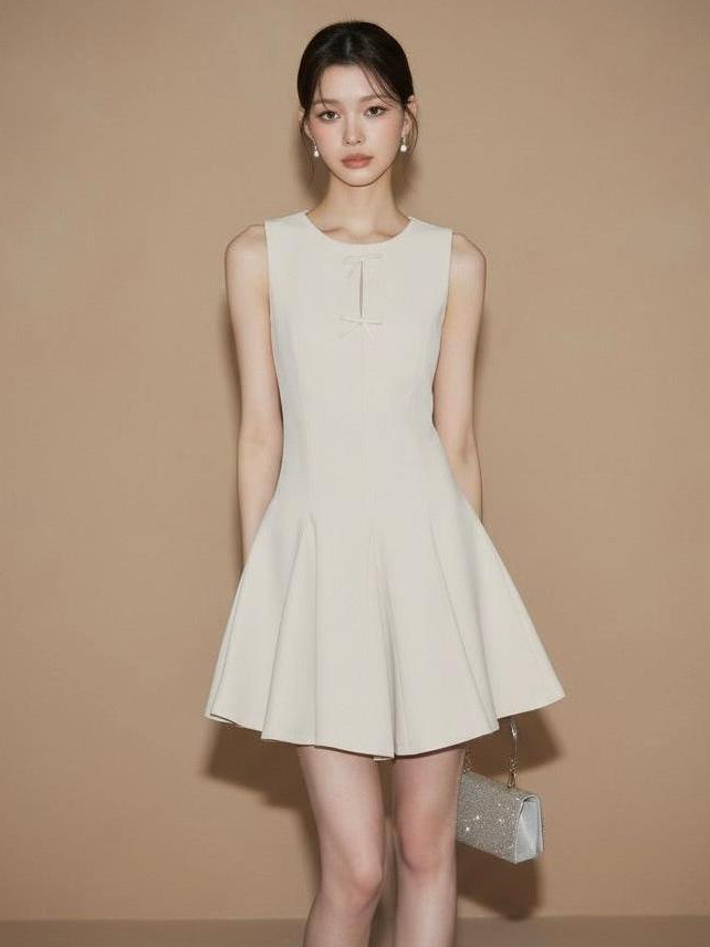 リボンディテール・フレアミニワンピース[m214]
