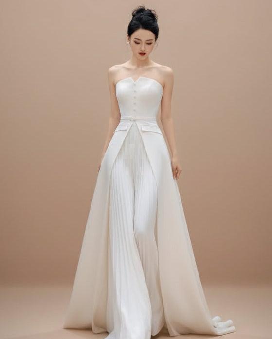 ウエストタックドレープビスチェロングドレス［m128］