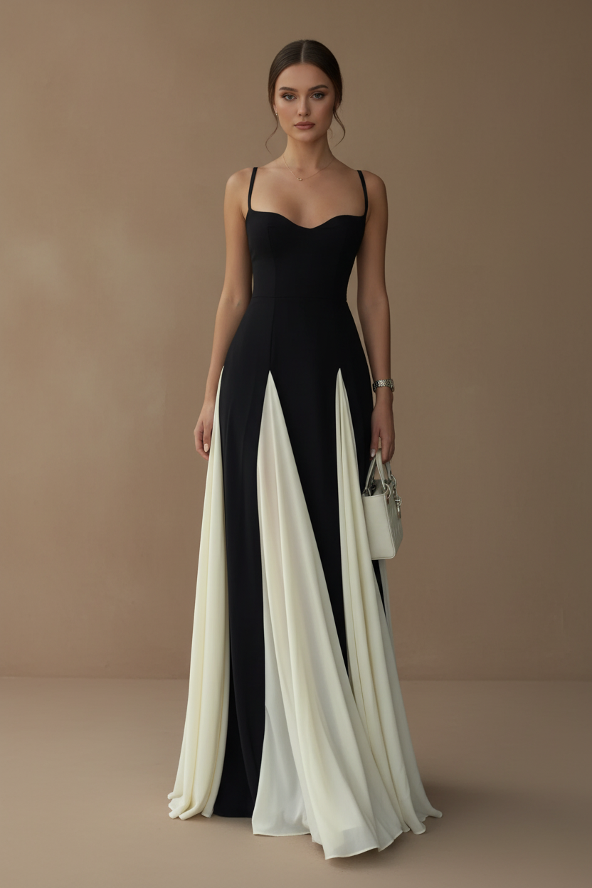 コントラストカラーロングドレス［m140］