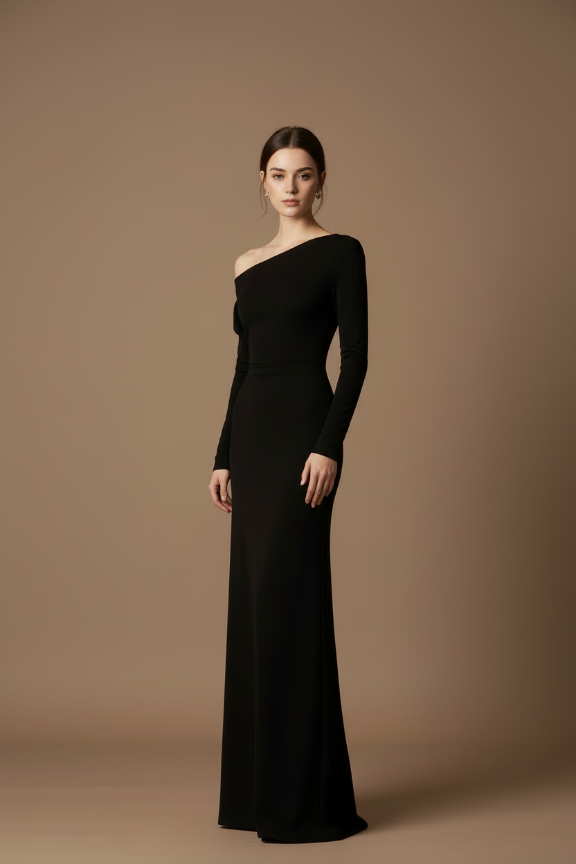 モードワンショルダー・ロングドレス[m238]