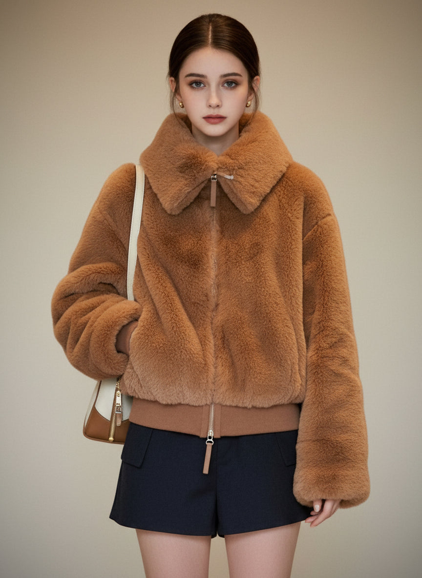 プレミアムラビットタッチ・スタンドカラージャケット[m212]