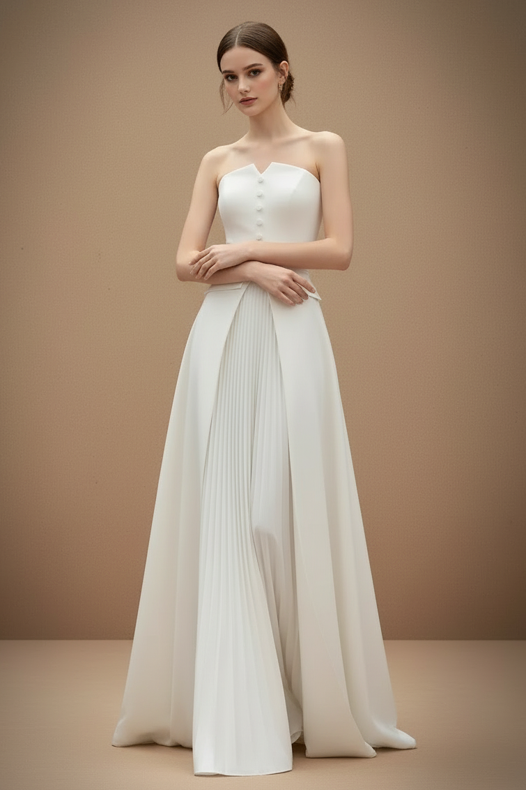 ウエストタックドレープビスチェロングドレス［m128］