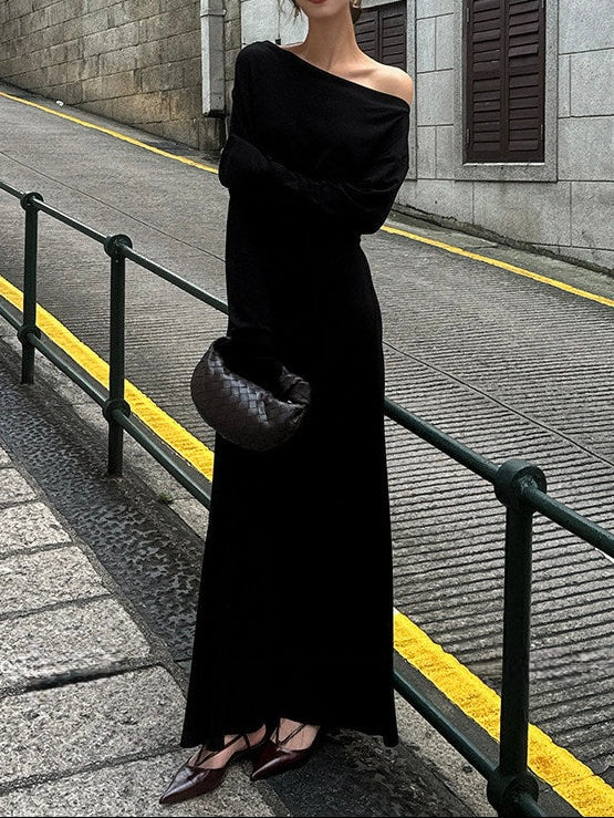 モードワンショルダー・ロングドレス[m238]