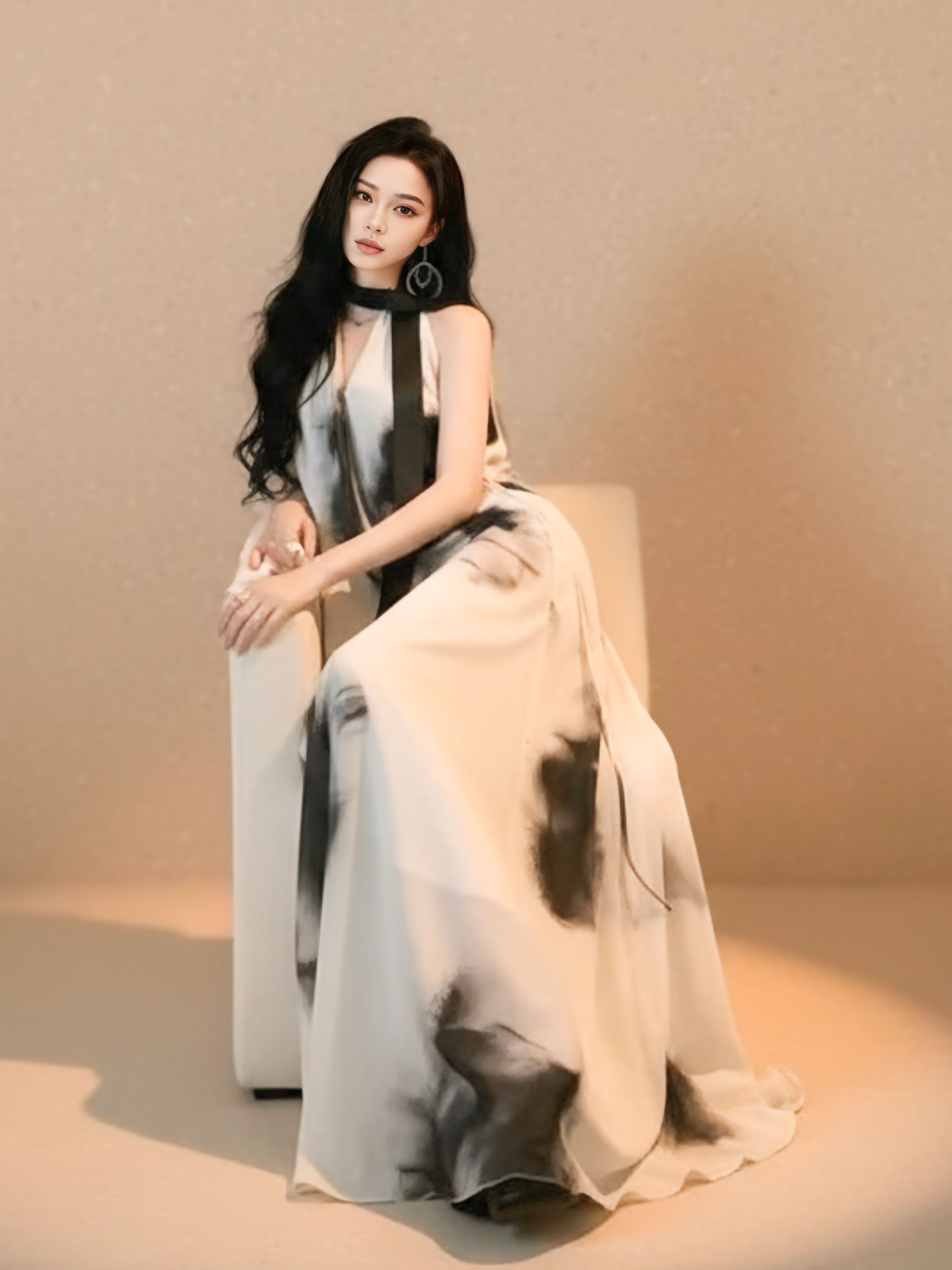 モノトーンアートホルタードレス［m169］